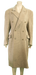 Beige double-breasted wool coat with wide lapels and side pockets on a mannequin