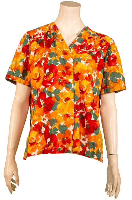 Colorful floral patterned shirt on mannequin