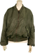 Olive green bomber jacket with zip closure and ribbed cuffs displayed on a mannequin