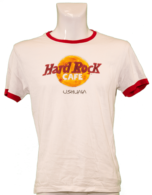 Hard Rock Cafe Ushuaia white t-shirt with red trim