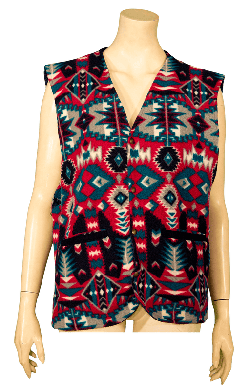 Colorful geometric pattern vest on mannequin