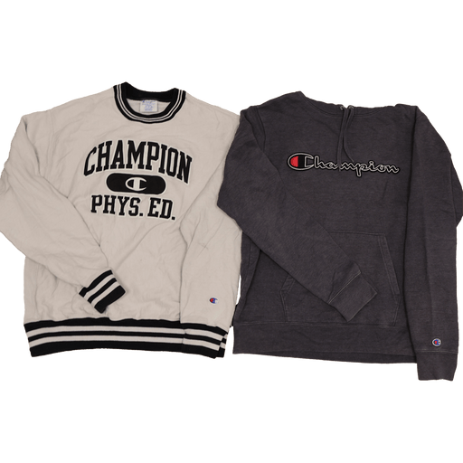 Vintage Champion hoodies and sweatshirts from MIX CHAMPION 70s to 00s collection, featuring vintage fashion wholesale clothing