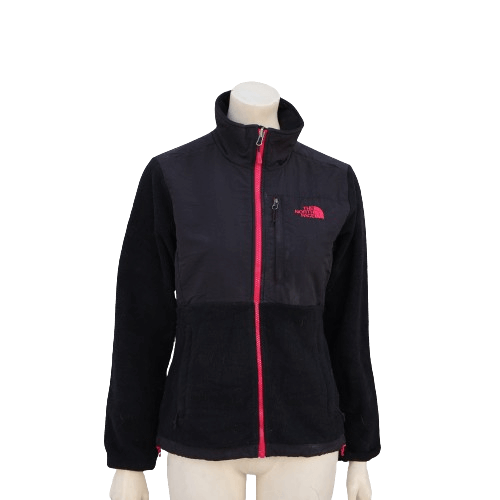 Vintage The North Face fleece jacket in black with pink accents, part of a wholesale mix pack from the 70s, 80s, 90s, and 00s.