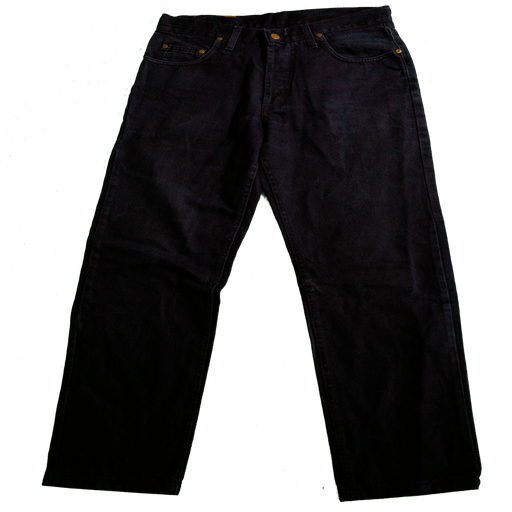 Vintage black denim pants from Lee and Wrangler mix pack, available in 10Kg, 20Kg, or 45Kg wholesale batches, 70s-00s fashion.