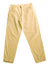 Light yellow casual pants on a plain background.