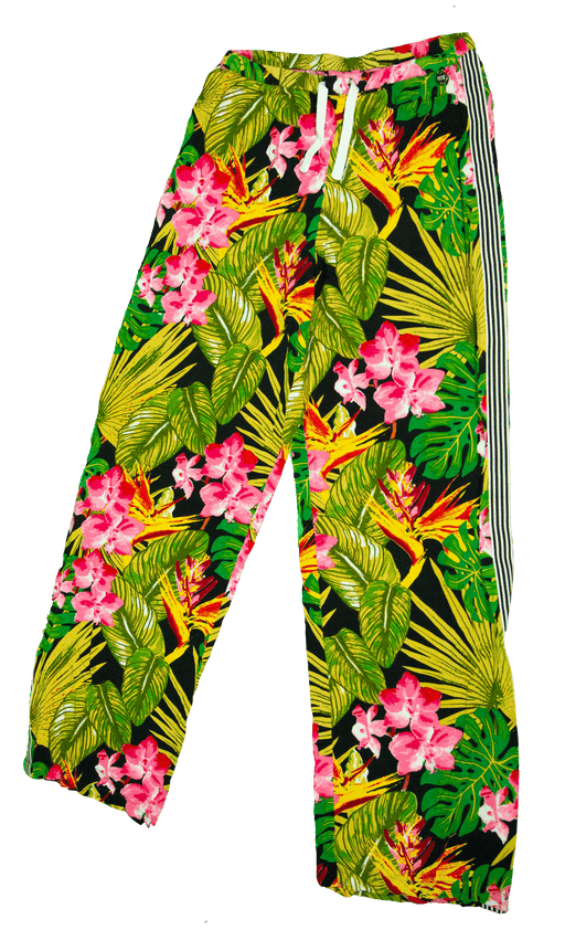 Bright floral vintage pants from MIX CRAZY PANTS Y2K collection - colorful 2000s fashion, part of a wholesale vintage clothes batch