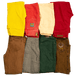 Colorful folded pants collection featuring various styles and vibrant hues like yellow, red, green, gray, and brown on display.