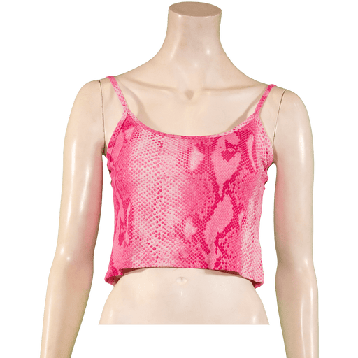 Pink Snake Print Crop Tank Top on Mannequin