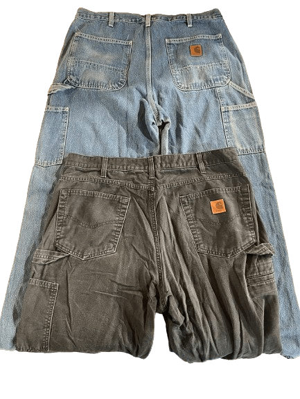 Vintage Carhartt double knee carpenter pants from 70s to 00s, part of a wholesale pack, showcasing high-quality vintage clothing.