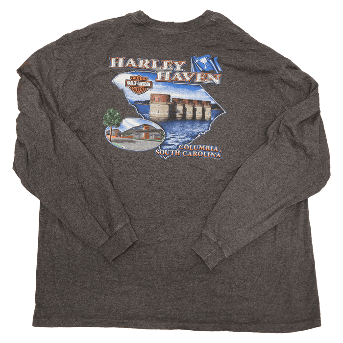 Vintage Harley Davidson long sleeve t-shirt with Columbia, South Carolina graphic from 70s, 80s, 90s, or 00s for wholesale.