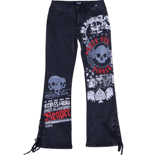 Vintage hip hop pants with skull prints from the MIX HIP HOP PANTS collection, featuring European and USA designs from the 70s to 00s.