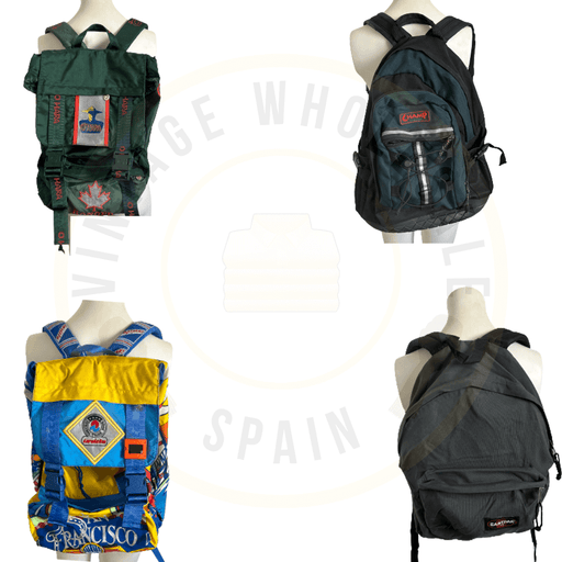 Vintage backpacks collection featuring various designs and styles from JanSport and other brands.