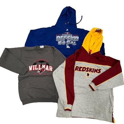 Vintage American sport hoodies and sweatshirts from the 70s, 80s, 90s, and 00s, available in bulk for vintage fashion lovers.