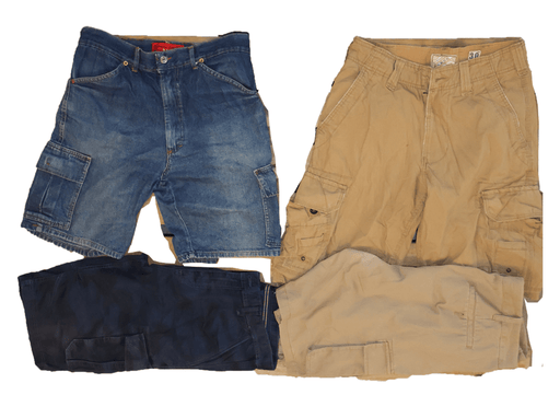 Vintage wholesale modern cargo shorts pack with contemporary designs and high-quality materials from European and USA brands.