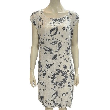 Vintage wholesale linen dress from the 70s with a floral pattern, part of a mixed lot of vintage clothes from the 80s, 90s, and 00s.