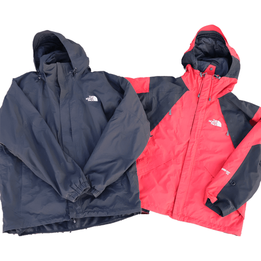 Vintage Wholesale The North Face jackets from the 80s and 90s in black and red, part of a grade A mix batch of 10 or 20 pieces.