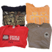 Vintage wholesale t-shirts batch from the 70s to 00s featuring various university, college, and destination prints in assorted colors.